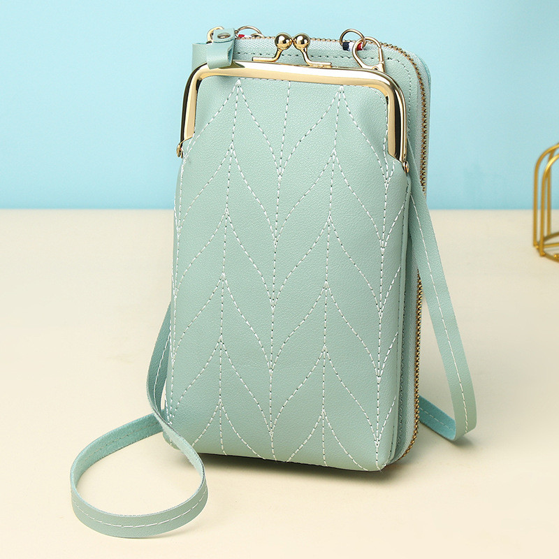 Τσάντα κινητού από PU δέρμα, κάθετης τετράγωνης μορφής, φερμουάρ, εσωτερική θήκη για κέρματα, γυναικείος street style