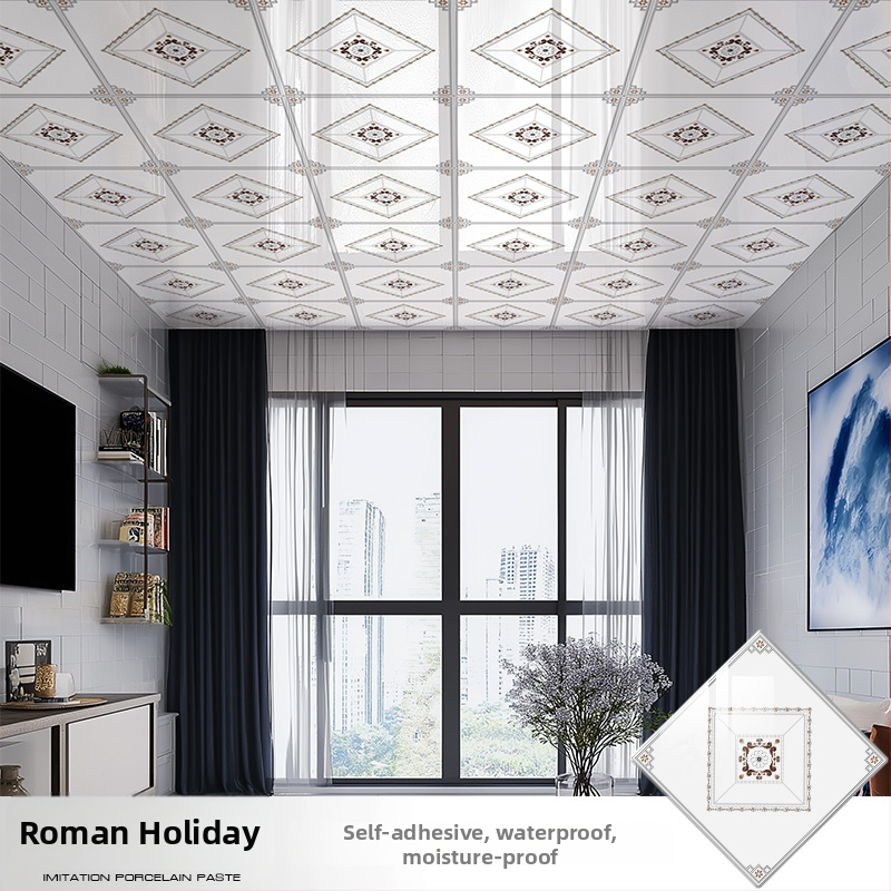 Samolepiaca stropná tapeta s geometrickým vzorom, vodotesná a odolná voči škvrnám, hrúbka 2,5 mm