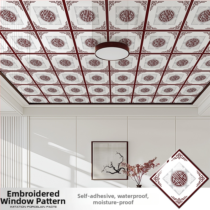 Samolepiaca stropná tapeta s geometrickým vzorom, vodotesná a odolná voči škvrnám, hrúbka 2,5 mm