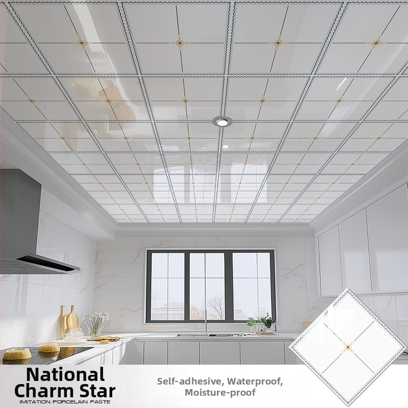 Samolepiaca stropná tapeta s geometrickým vzorom, vodotesná a odolná voči škvrnám, hrúbka 2,5 mm