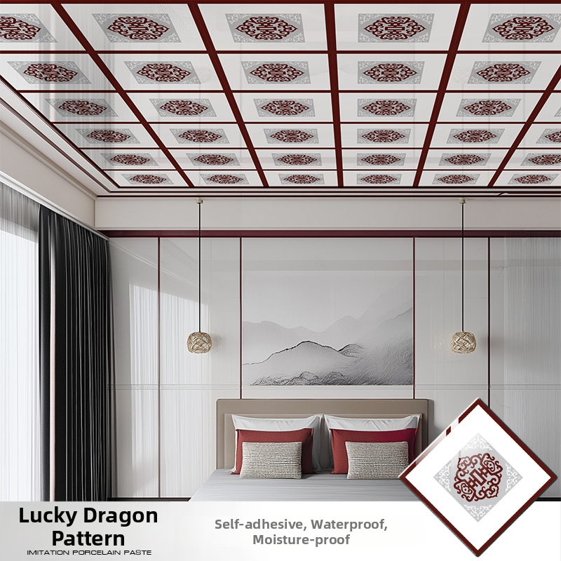 Samolepiaca stropná tapeta s geometrickým vzorom, vodotesná a odolná voči škvrnám, hrúbka 2,5 mm