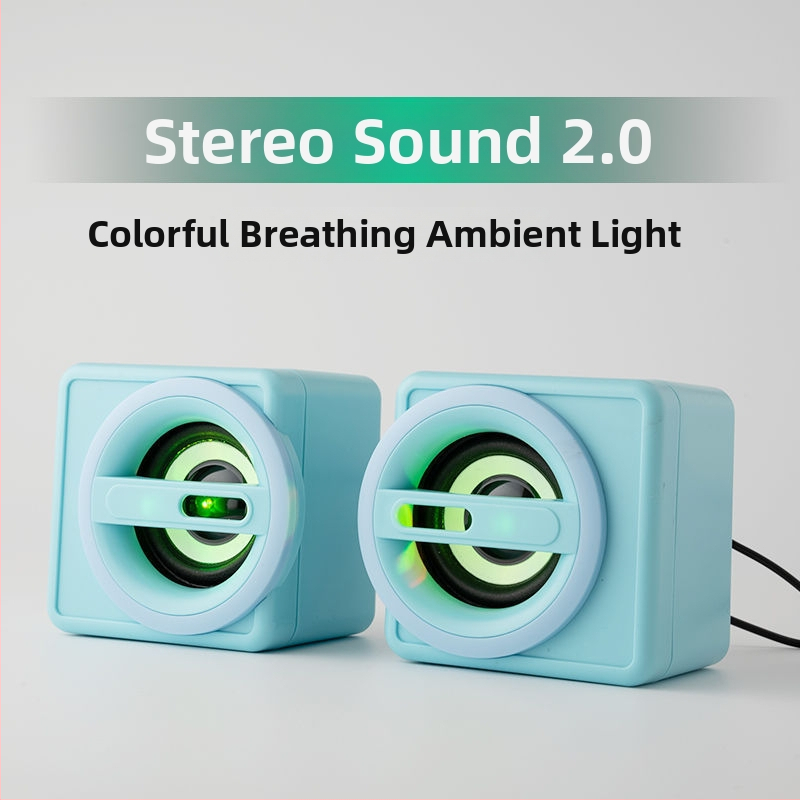 Dang chew Stolný počítačový reproduktor, 2.0 kanály, 3,5 mm káblové pripojenie, silný bas, vysoká hlasitosť, vysoká kvalita