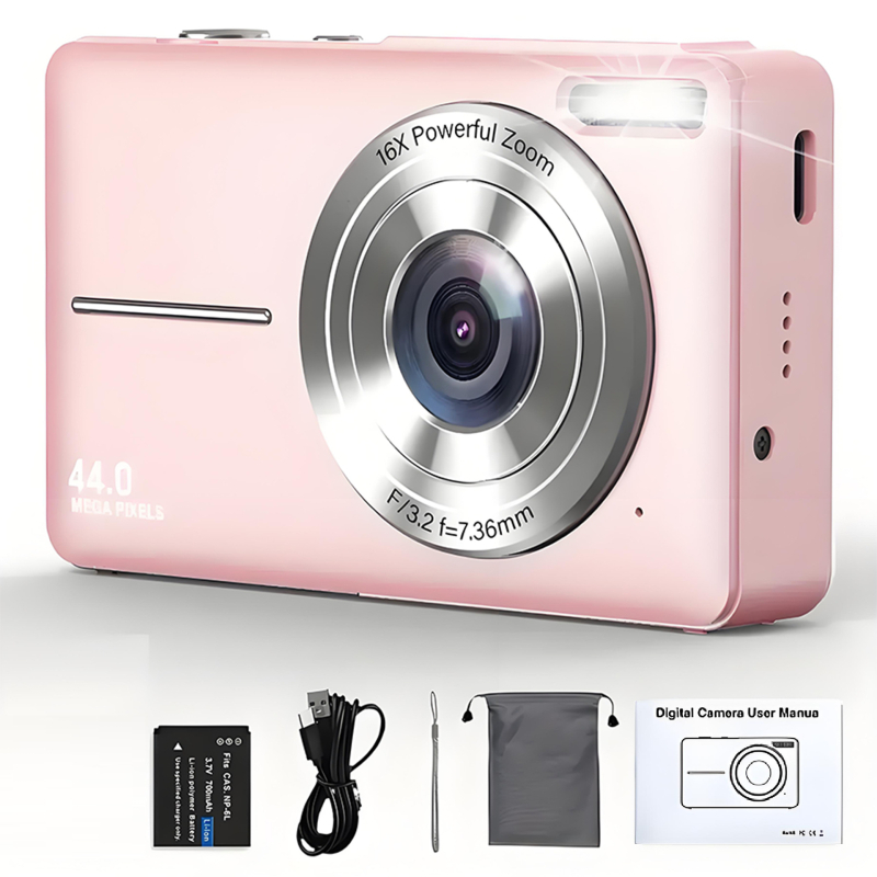 Vaikų mini skaitmeninė kamera – 8 MP CMOS, 1/2.7" jutiklis, 8x optinis priartinimas, 2.4" LCD, TF kortelė