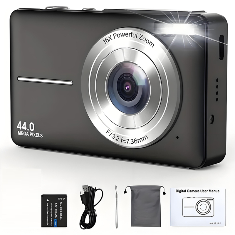 Vaikų mini skaitmeninė kamera – 8 MP CMOS, 1/2.7" jutiklis, 8x optinis priartinimas, 2.4" LCD, TF kortelė