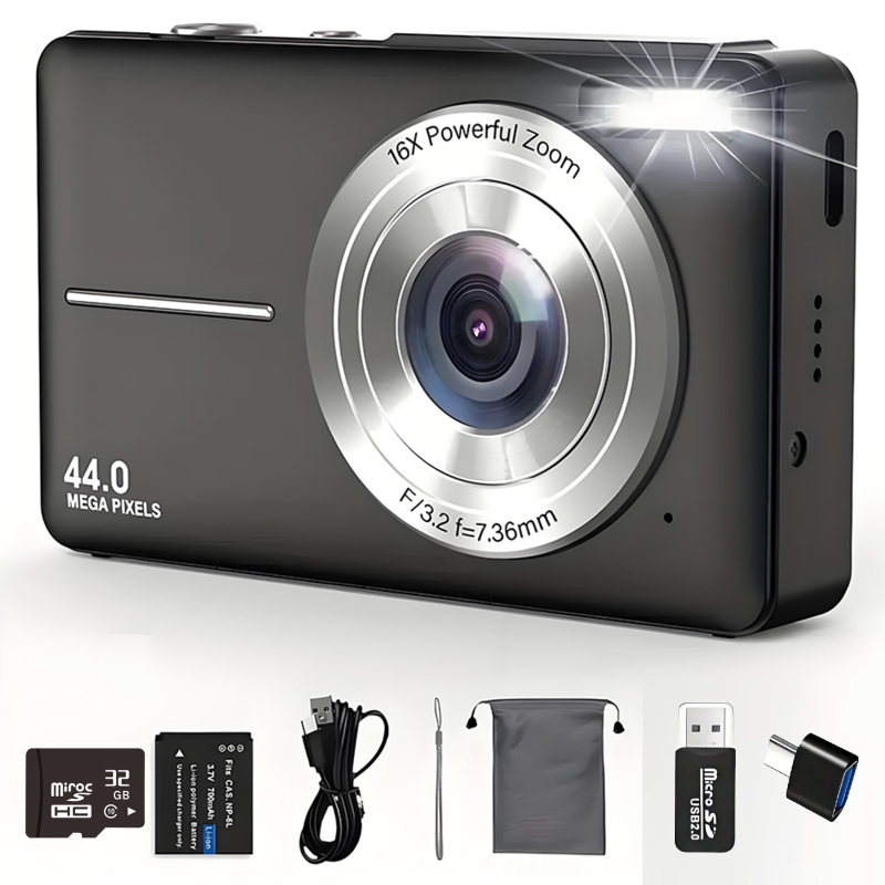 Vaikų mini skaitmeninė kamera – 8 MP CMOS, 1/2.7" jutiklis, 8x optinis priartinimas, 2.4" LCD, TF kortelė