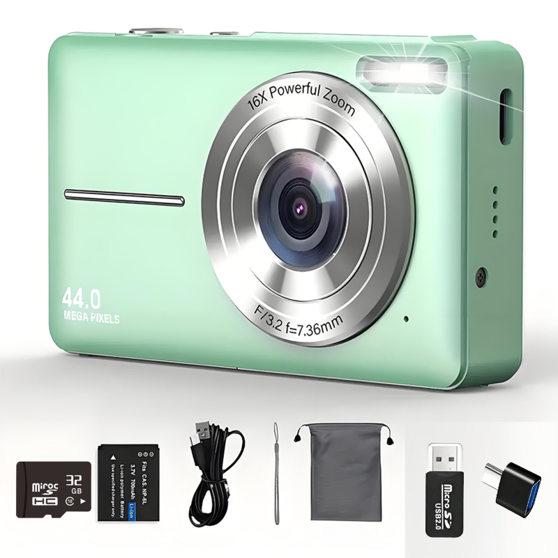 Vaikų mini skaitmeninė kamera – 8 MP CMOS, 1/2.7" jutiklis, 8x optinis priartinimas, 2.4" LCD, TF kortelė