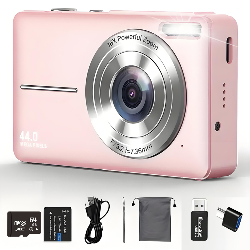 Vaikų mini skaitmeninė kamera – 8 MP CMOS, 1/2.7" jutiklis, 8x optinis priartinimas, 2.4" LCD, TF kortelė