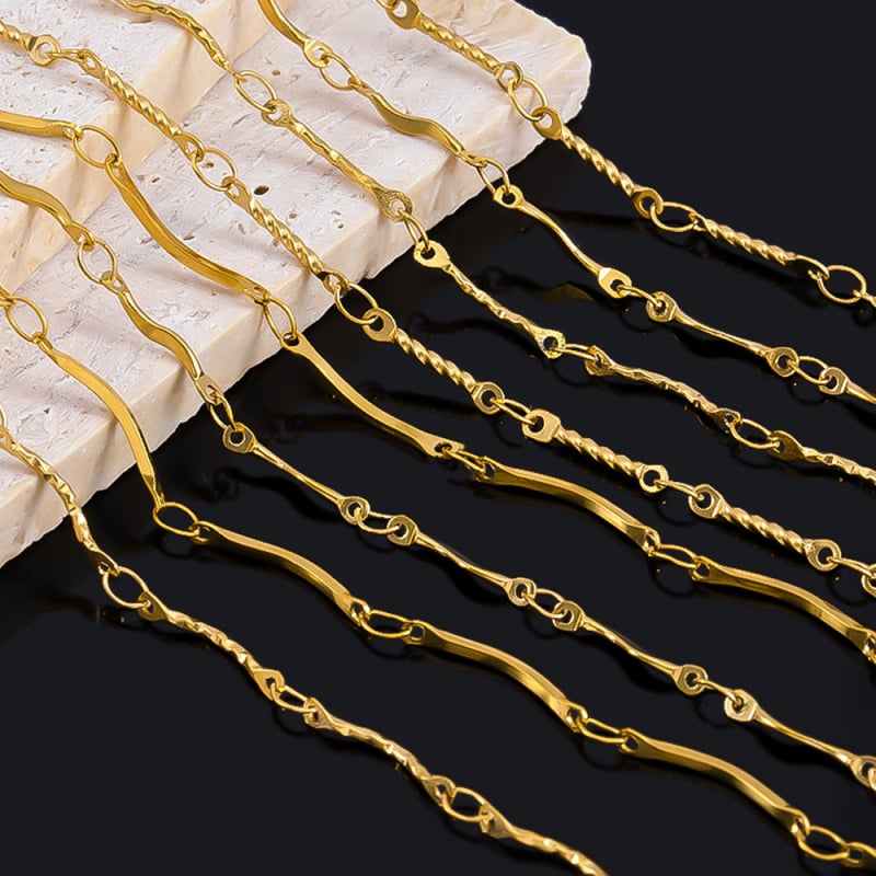 Rozsdamentes acélból készült lánc – elektroplattált felülettel, modellek LBX0621 LBX0620 LBX0619 LBX0617 LBX0615 LBX0614; egyszerű stílus