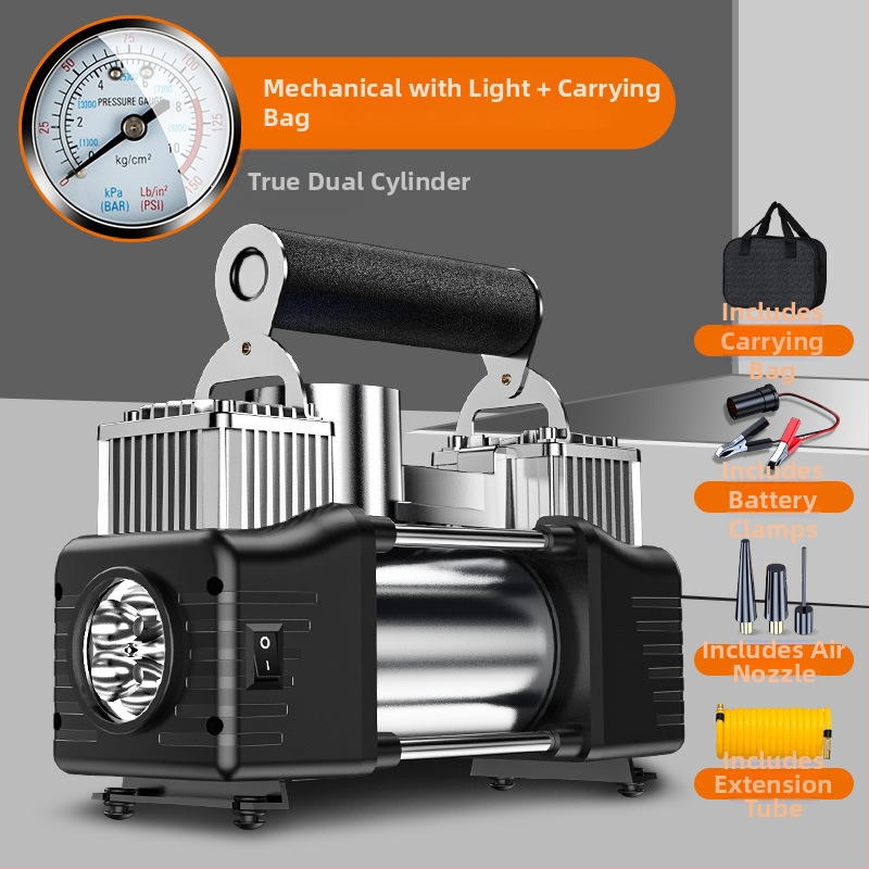 Pārvietojams divcilindru auto riepu piepumpētājs, 12V, 180W, 45 L/min, Digitālais displejs