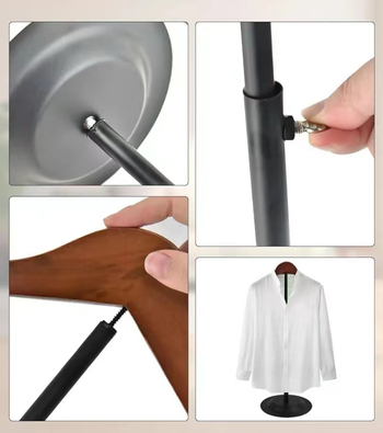 Teleskopický stojan na tričká pre obchod s odevmi — kovový stojan s T-tvarom pre dospelých a deti