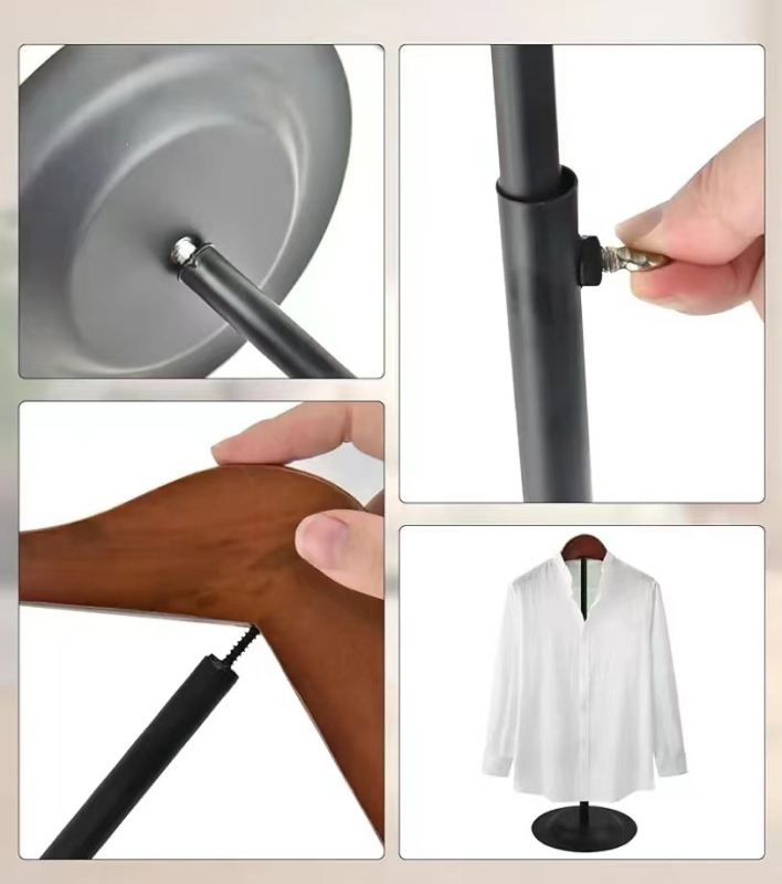 Teleskopický stojan na tričká pre obchod s odevmi — kovový stojan s T-tvarom pre dospelých a deti