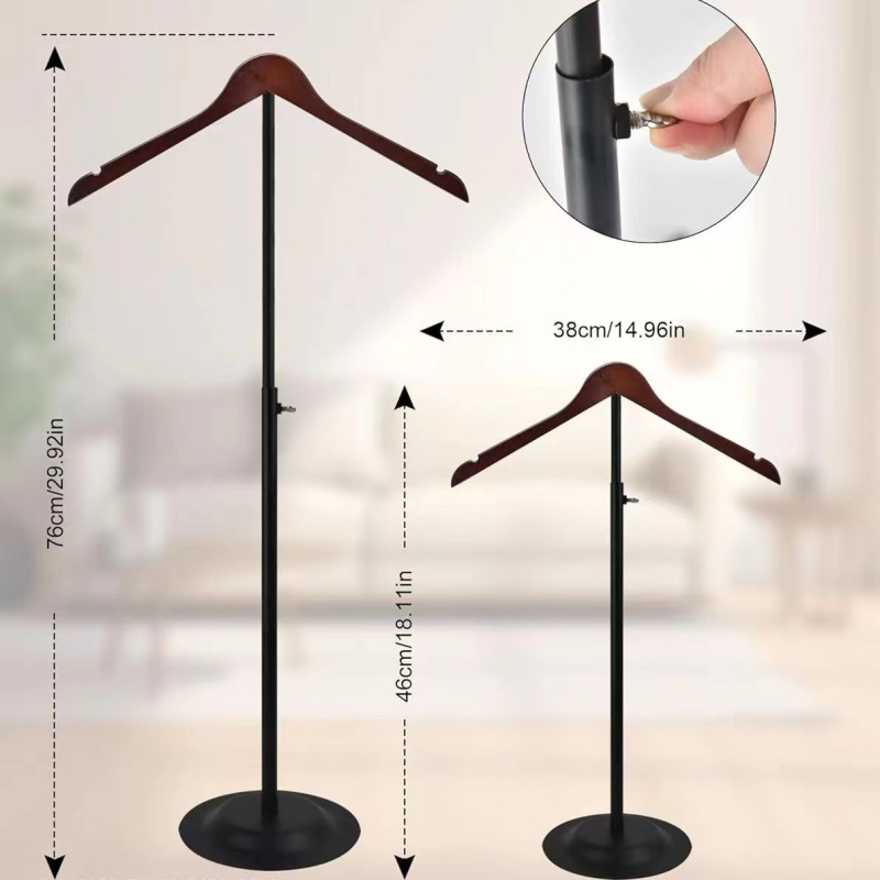 Teleskopický stojan na tričká pre obchod s odevmi — kovový stojan s T-tvarom pre dospelých a deti