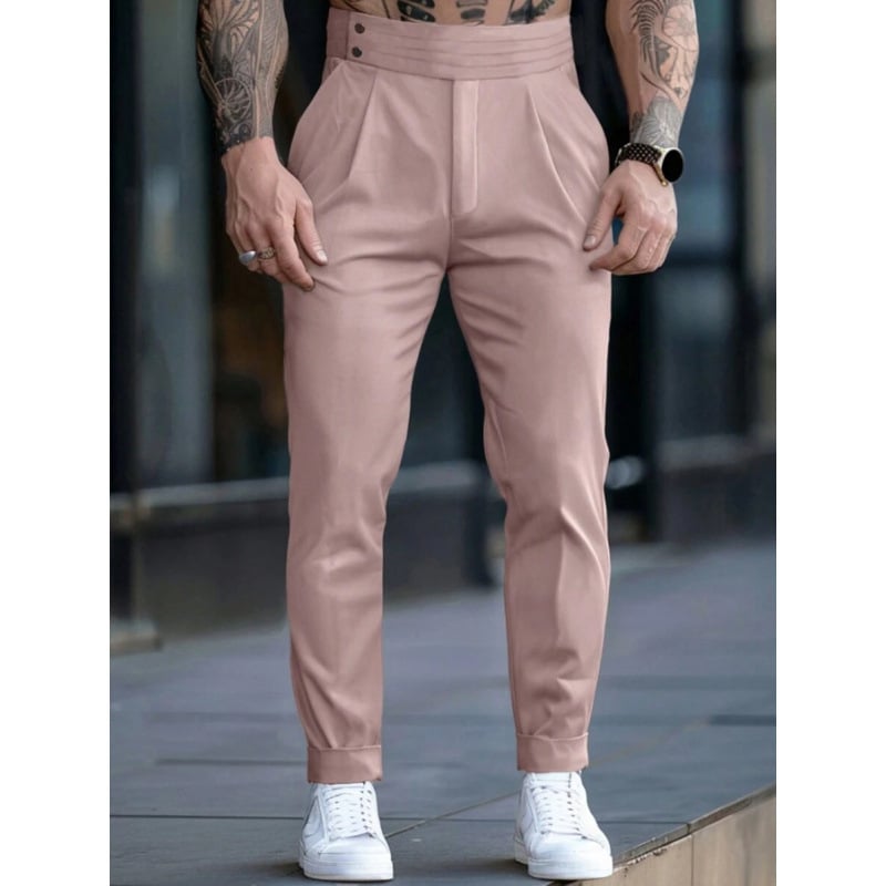 Vyriski kostiumų atskiri komplektai — siaura kirpimo linija, priekiniai trys sagų mygtukai, pagrindinis audinys: acetato pluoštas, sintetinių pluoštų mišinys, tinkamas visoms keturioms sezonoms