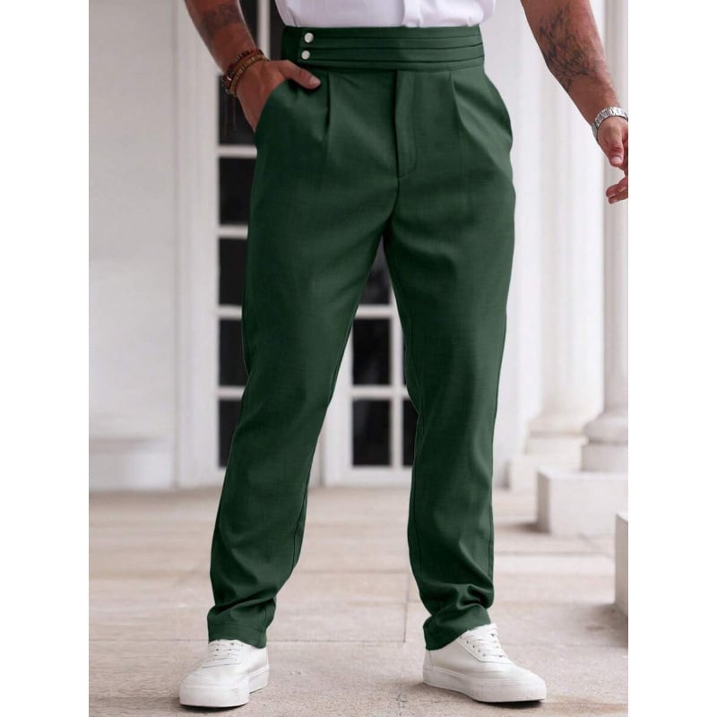 Vyriski kostiumų atskiri komplektai — siaura kirpimo linija, priekiniai trys sagų mygtukai, pagrindinis audinys: acetato pluoštas, sintetinių pluoštų mišinys, tinkamas visoms keturioms sezonoms