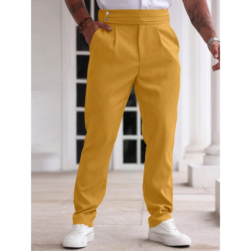 Vyriski kostiumų atskiri komplektai — siaura kirpimo linija, priekiniai trys sagų mygtukai, pagrindinis audinys: acetato pluoštas, sintetinių pluoštų mišinys, tinkamas visoms keturioms sezonoms