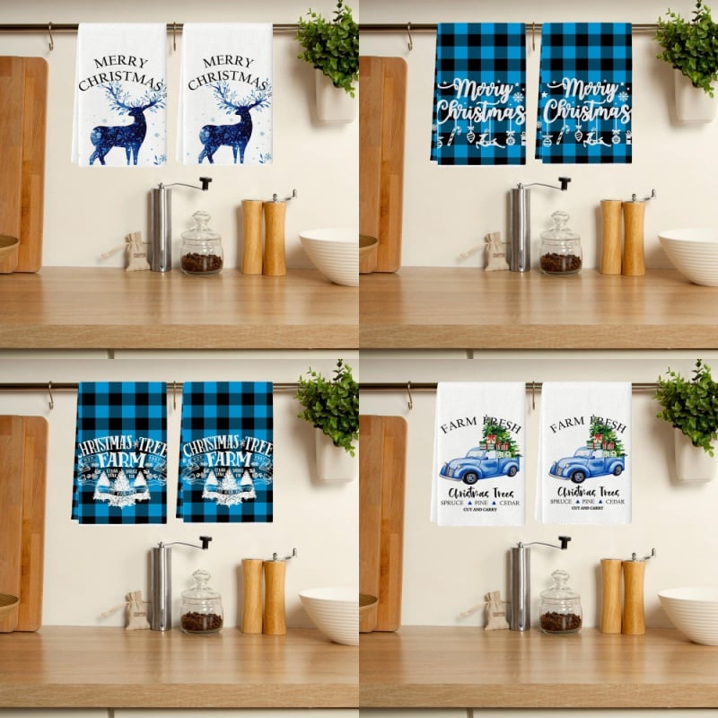 Πετσέτα πιάτων από μικροϊνες με ακουαρέλα Χριστουγεννιάτικου σχεδίου, εκτυπωμένη, απορροφητική για κατσαρόλες και μπολ (Κωδ. 22XWAF0079)