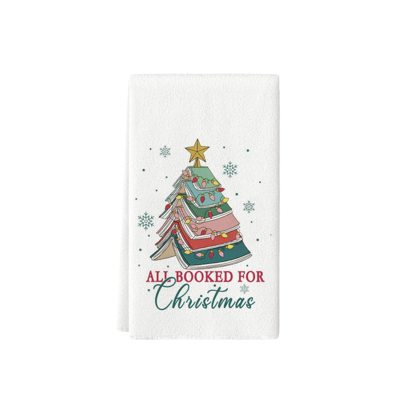 Πετσέτα πιάτων από μικροϊνες με ακουαρέλα Χριστουγεννιάτικου σχεδίου, εκτυπωμένη, απορροφητική για κατσαρόλες και μπολ (Κωδ. 22XWAF0079)