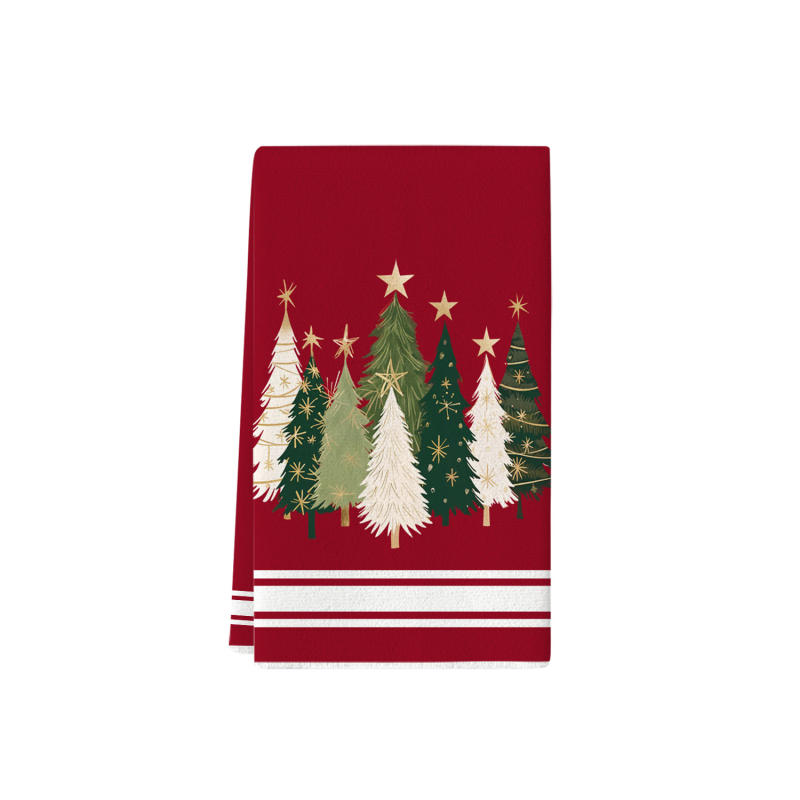 Πετσέτα πιάτων από μικροϊνες με ακουαρέλα Χριστουγεννιάτικου σχεδίου, εκτυπωμένη, απορροφητική για κατσαρόλες και μπολ (Κωδ. 22XWAF0079)
