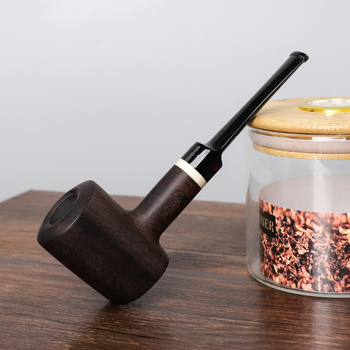 Pipă Old Fox din abanos cu filtru – Set de fum din lemn masiv, Cutie cu 100 de bucăți, Imprimare logo disponibilă