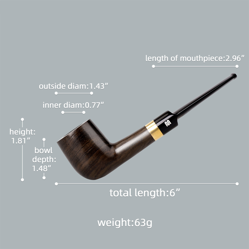 Pipă Old Fox din abanos cu filtru – Set de fum din lemn masiv, Cutie cu 100 de bucăți, Imprimare logo disponibilă