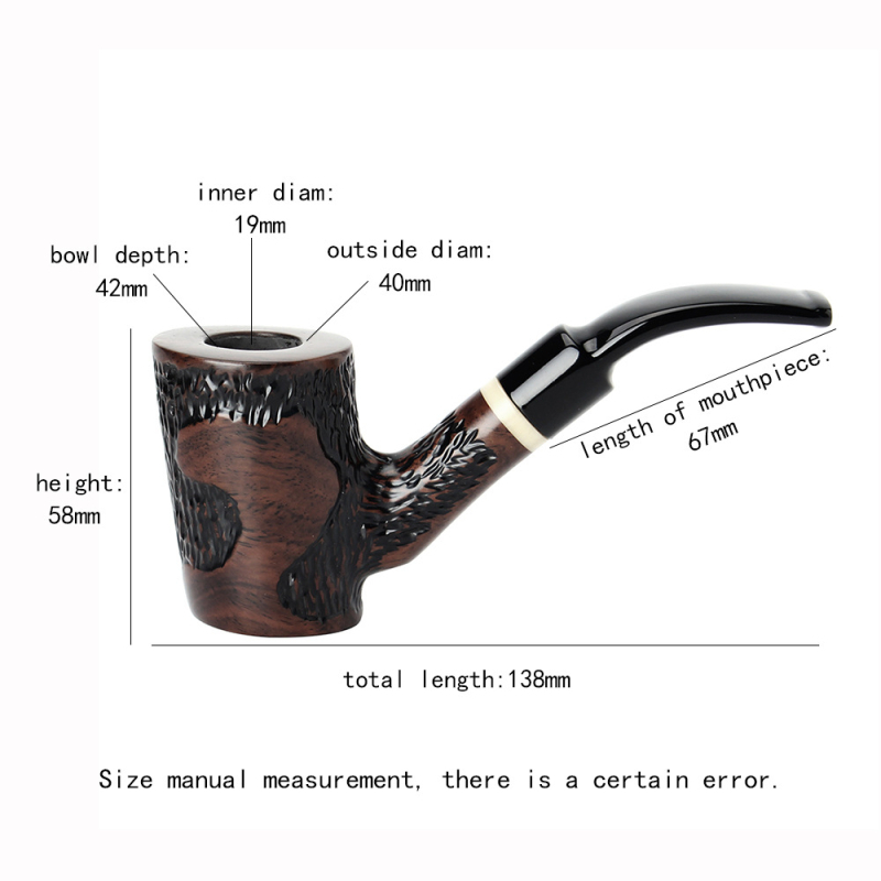 Pipă Old Fox din abanos cu filtru – Set de fum din lemn masiv, Cutie cu 100 de bucăți, Imprimare logo disponibilă