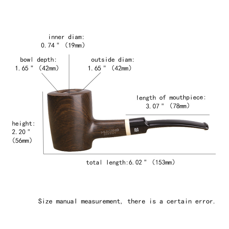 Pipă Old Fox din abanos cu filtru – Set de fum din lemn masiv, Cutie cu 100 de bucăți, Imprimare logo disponibilă