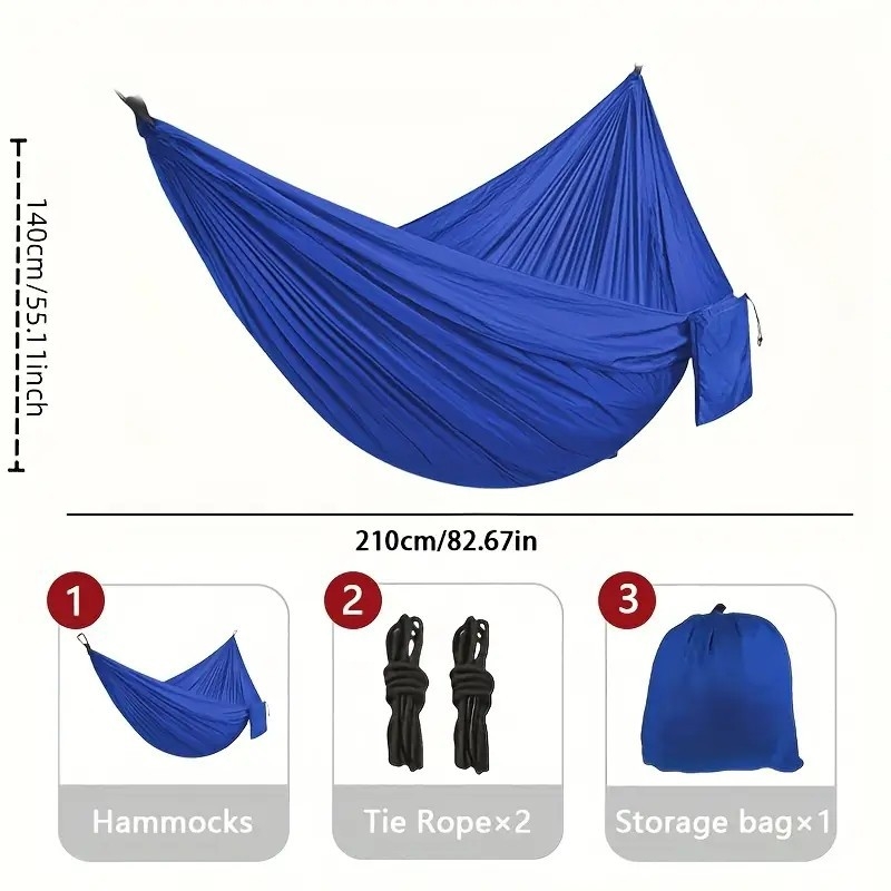 Portatyvinis ultralakus poliesterio hamakas suaugusiems, 200 kg apkrova, 330 g svoris, be laikiklio