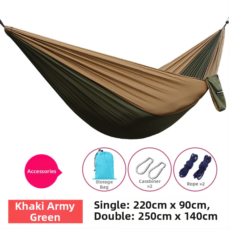 Portatyvinis ultralakus poliesterio hamakas suaugusiems, 200 kg apkrova, 330 g svoris, be laikiklio