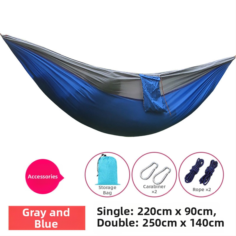 Portatyvinis ultralakus poliesterio hamakas suaugusiems, 200 kg apkrova, 330 g svoris, be laikiklio