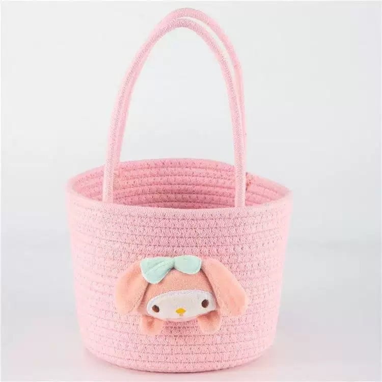 Coș de depozitare, stil Flower hand basket (Material: sfoară de bumbac; Model: Flower hand basket; Stil: Cartoon cute; Lansare: Iarna 2023; Cantitate în cutie: 80)