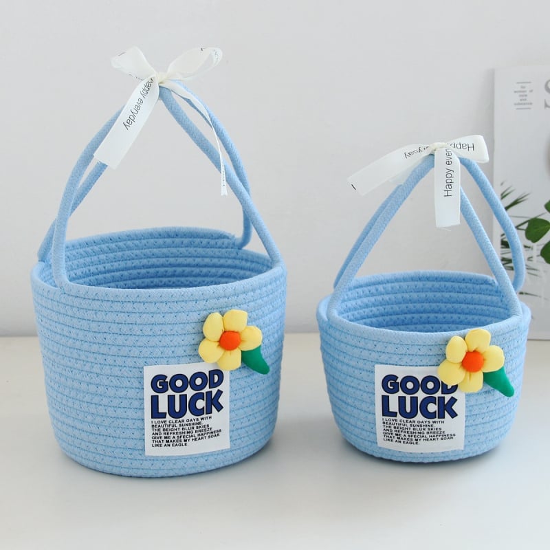 Coș de depozitare, stil Flower hand basket (Material: sfoară de bumbac; Model: Flower hand basket; Stil: Cartoon cute; Lansare: Iarna 2023; Cantitate în cutie: 80)