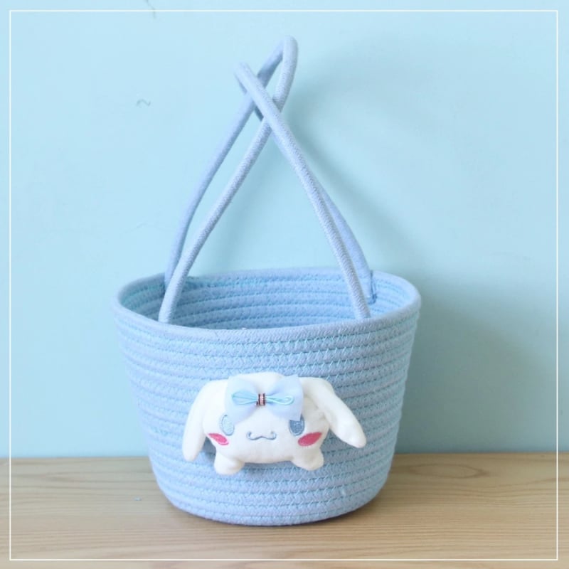 Coș de depozitare, stil Flower hand basket (Material: sfoară de bumbac; Model: Flower hand basket; Stil: Cartoon cute; Lansare: Iarna 2023; Cantitate în cutie: 80)