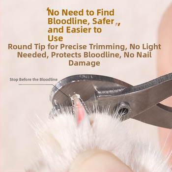 Clește de unghii pentru pisici, oțel inox, design cu gaură rotundă