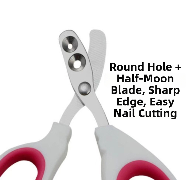 Clește de unghii pentru pisici, oțel inox, design cu gaură rotundă