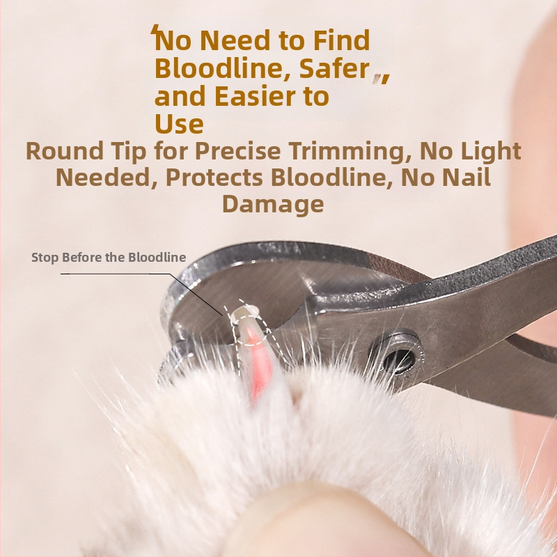 Clește de unghii pentru pisici, oțel inox, design cu gaură rotundă