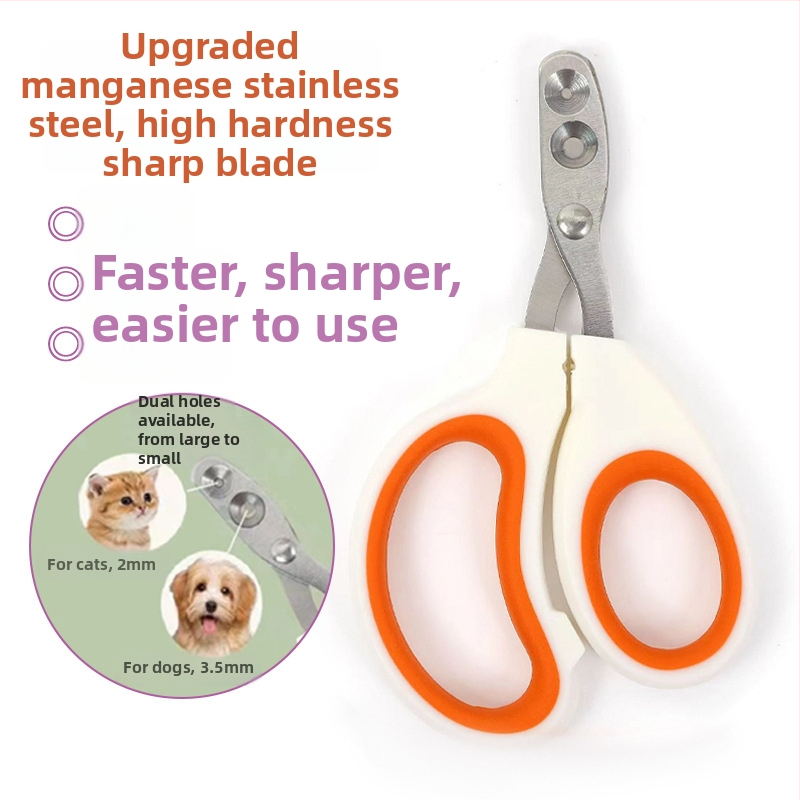 Clește de unghii pentru pisici, oțel inox, design cu gaură rotundă