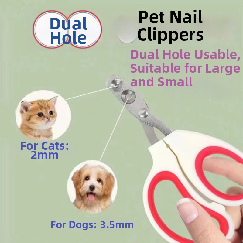 Clește de unghii pentru pisici, oțel inox, design cu gaură rotundă