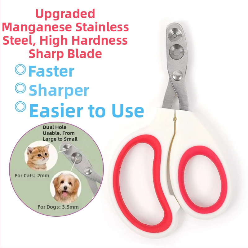 Clește de unghii pentru pisici, oțel inox, design cu gaură rotundă