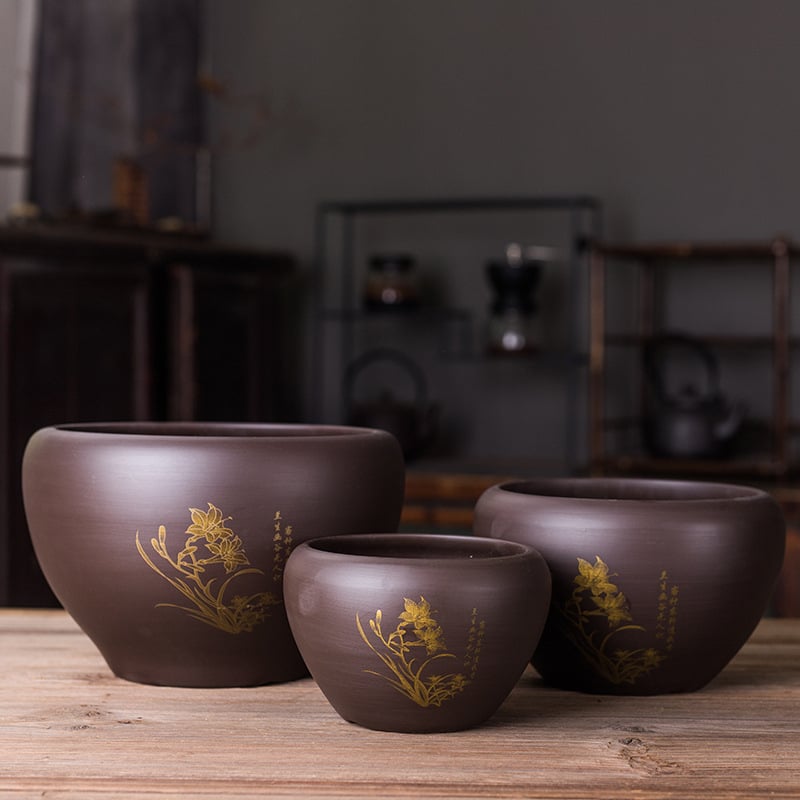 Cheng Xi nádoba na čajové usadeniny z purpurového piesku s vodnou nádržou a čistiacou kefou, nový čínski štýl