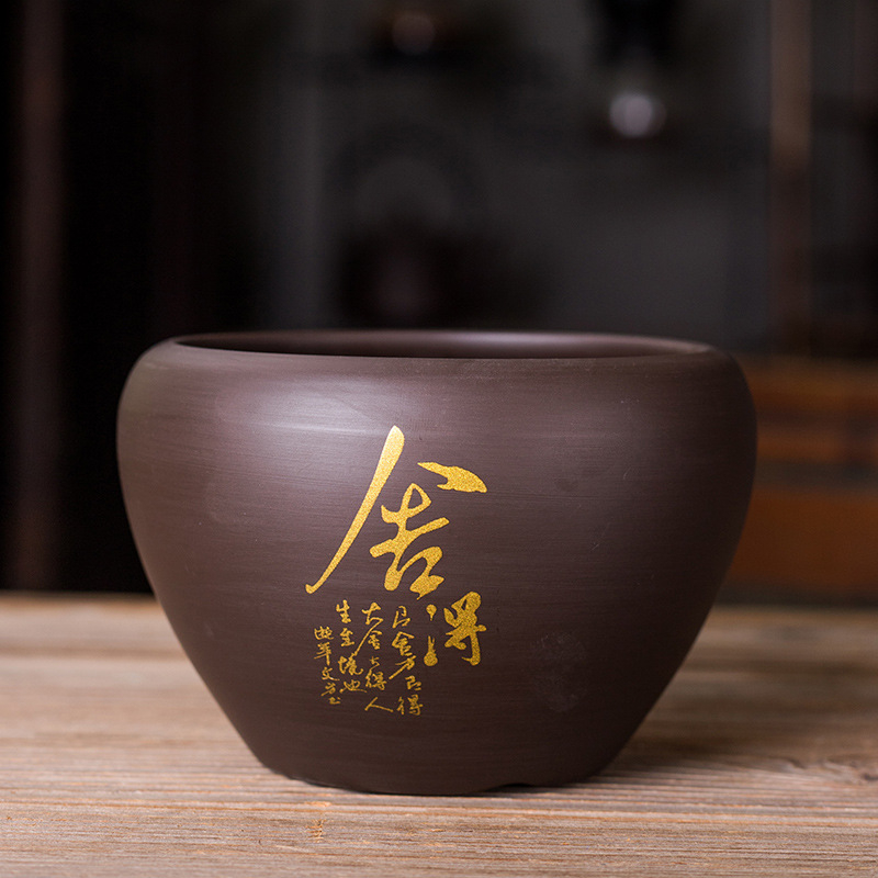 Cheng Xi nádoba na čajové usadeniny z purpurového piesku s vodnou nádržou a čistiacou kefou, nový čínski štýl