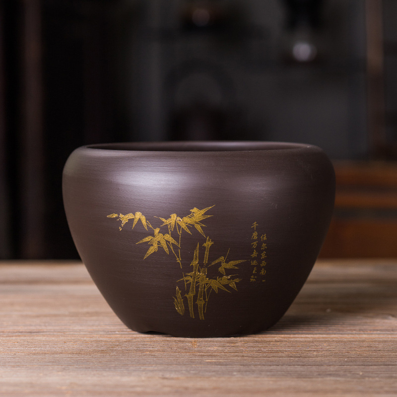 Cheng Xi nádoba na čajové usadeniny z purpurového piesku s vodnou nádržou a čistiacou kefou, nový čínski štýl