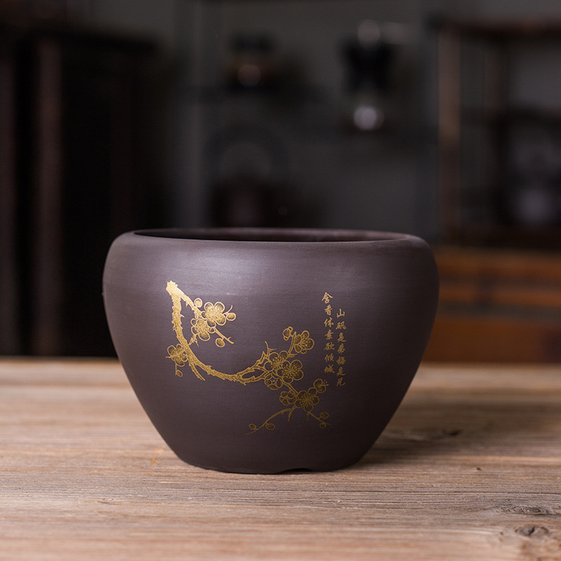 Cheng Xi nádoba na čajové usadeniny z purpurového piesku s vodnou nádržou a čistiacou kefou, nový čínski štýl