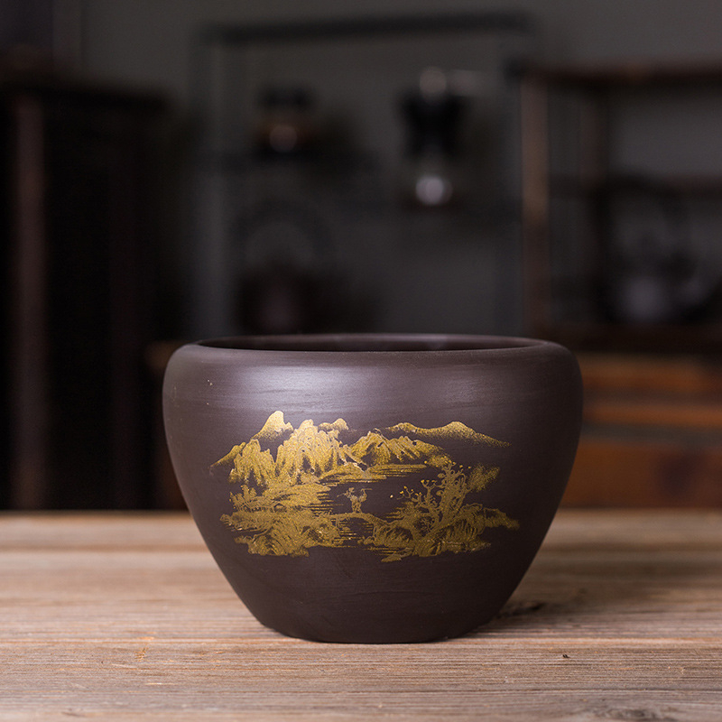 Cheng Xi nádoba na čajové usadeniny z purpurového piesku s vodnou nádržou a čistiacou kefou, nový čínski štýl