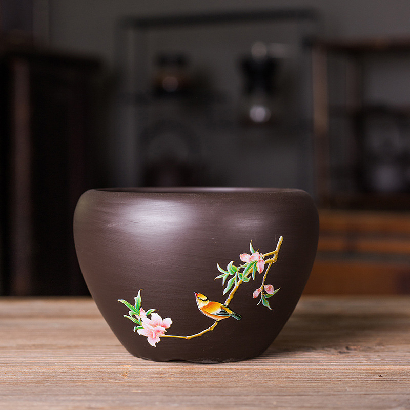 Cheng Xi nádoba na čajové usadeniny z purpurového piesku s vodnou nádržou a čistiacou kefou, nový čínski štýl