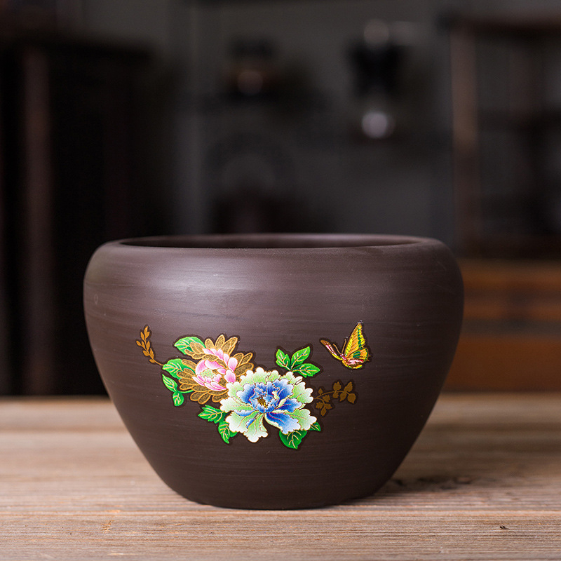 Cheng Xi nádoba na čajové usadeniny z purpurového piesku s vodnou nádržou a čistiacou kefou, nový čínski štýl