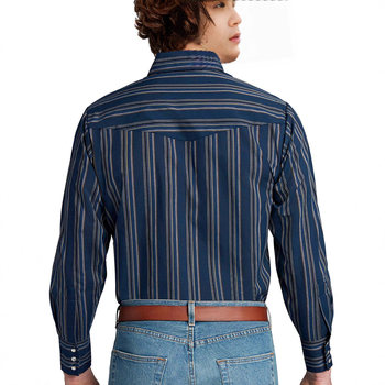 Marškiniai Amekaji dryžuoti ilgomis rankovėmis Turn-Down apykaklė Four-Way Stretch