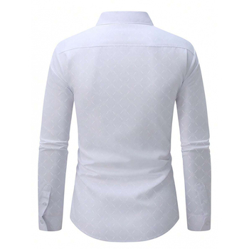 Lininiai marškiniai, slim fit, platus išsiplėtęs apykaklė, 3/4 rankovės, Color Block raštas