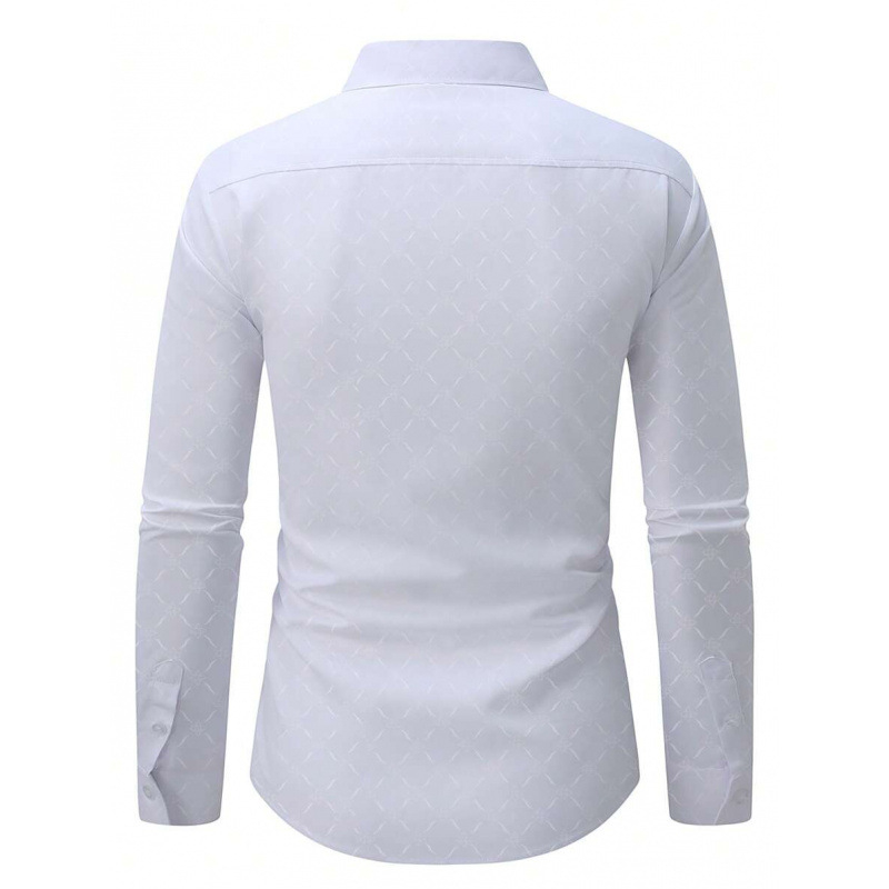 Lininiai marškiniai, slim fit, platus išsiplėtęs apykaklė, 3/4 rankovės, Color Block raštas