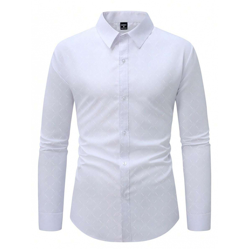 Lininiai marškiniai, slim fit, platus išsiplėtęs apykaklė, 3/4 rankovės, Color Block raštas