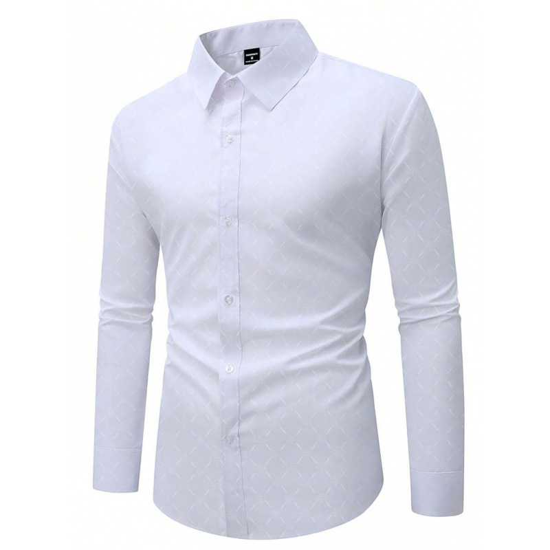 Lininiai marškiniai, slim fit, platus išsiplėtęs apykaklė, 3/4 rankovės, Color Block raštas